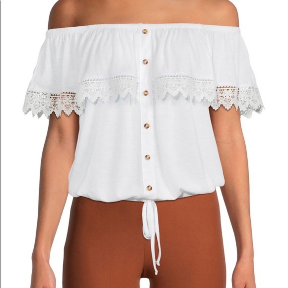 Off shoulder ruffle top